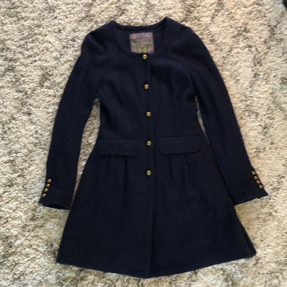 NWOT-Free People size medium navy trench coat
